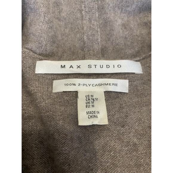 Max Studio Size M tan brown 2 ply cashmere sweater vest draped open fall - Picture 4 of 6